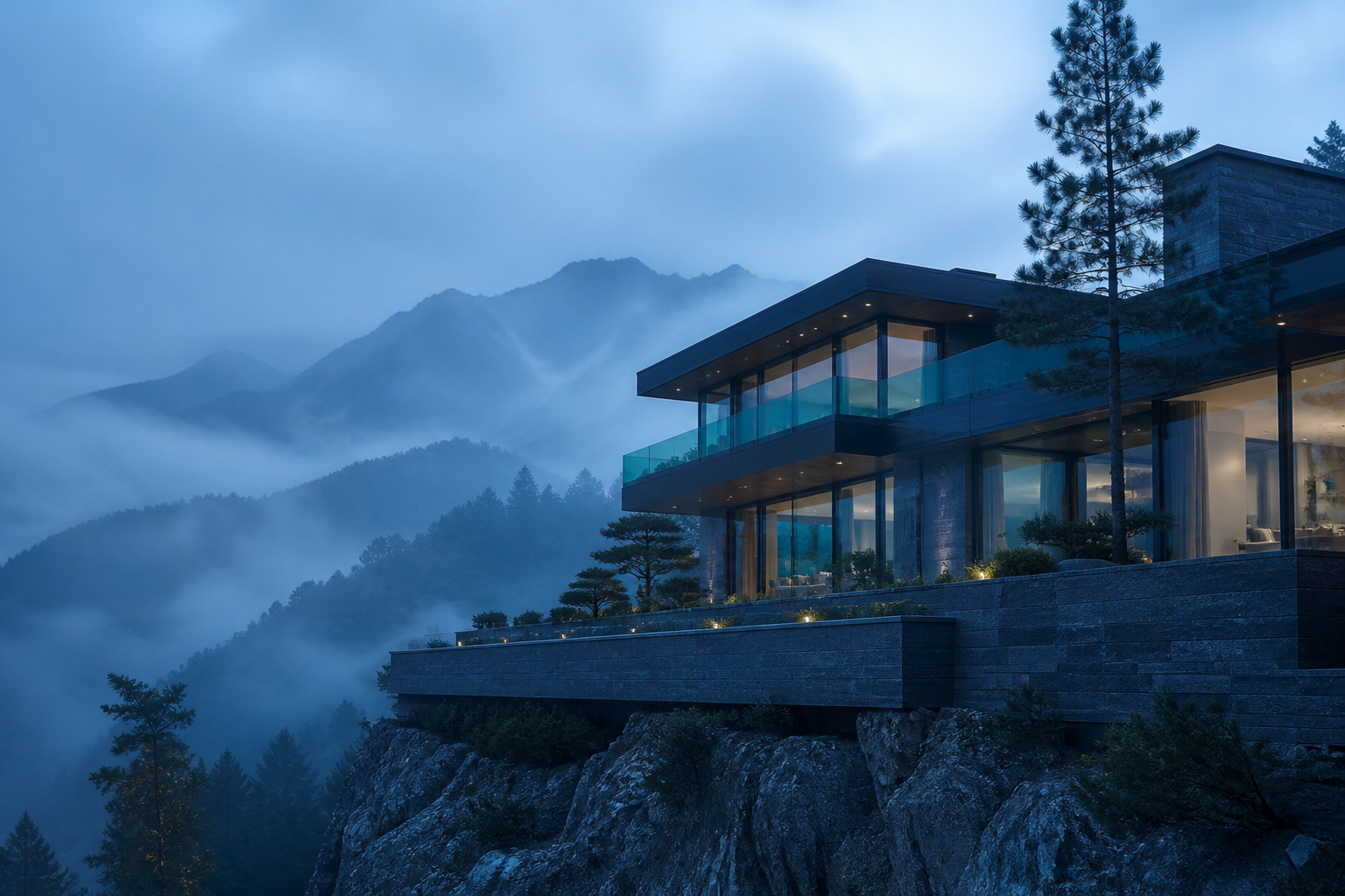 Villa at blue hour
