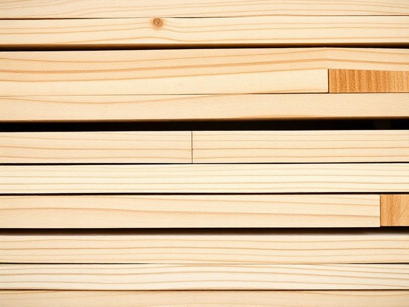 Close-up of stacked natural construction timber planks