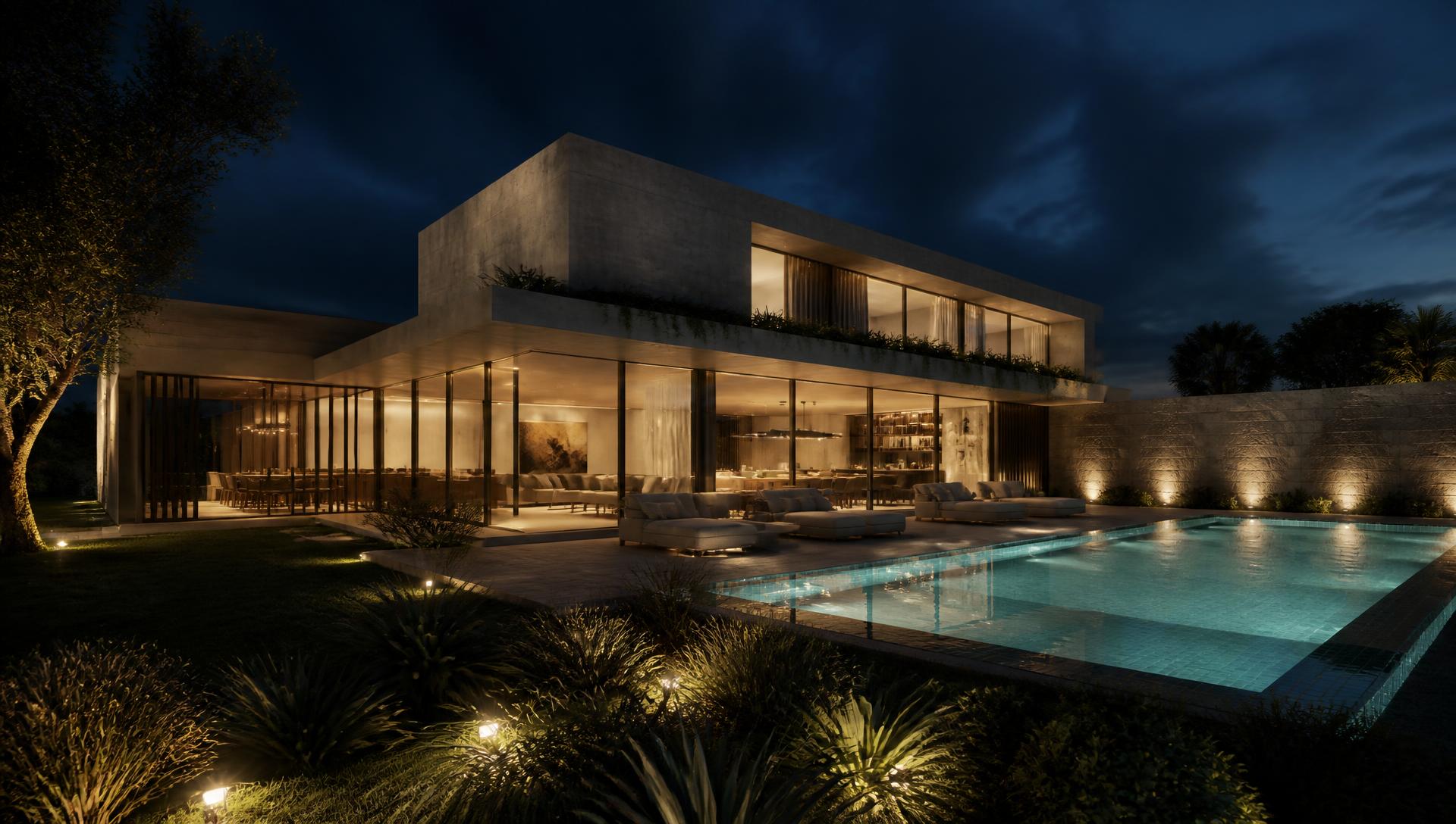 Villa at night